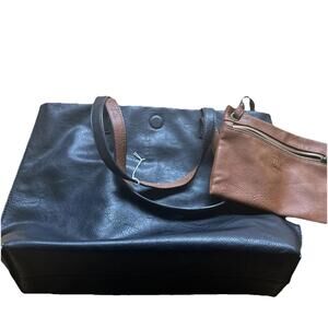 G.H. Bass & Co. Womens Brown Leather Classic Double Handle Travel Tote Bag